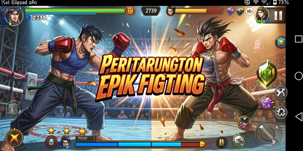 Tampilan gameplay yang menegangkan di 2739 dalam pertarungan Fighting.