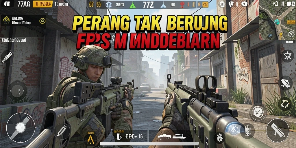 Tampilan gameplay FPS yang intens dan mendebarkan di 77AG.