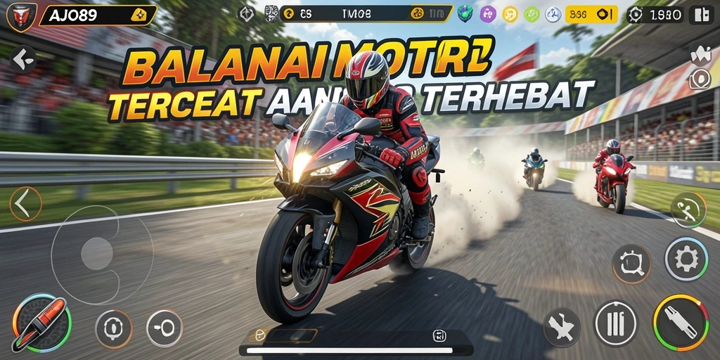 Tampilan gameplay AJO89 yang memukau saat balapan motor.
