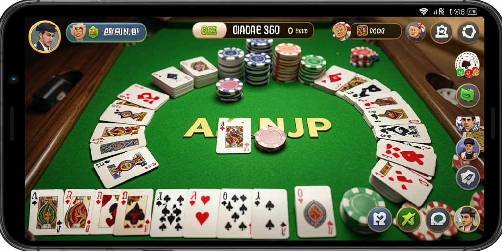 Gameplay seru Gaple di AKUNJP dengan kartu dan pemain aktif.