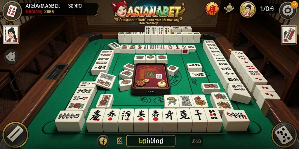 Screenshot menunjukkan pemain asyik menyusun ubin Mahjong di ASIANABET.