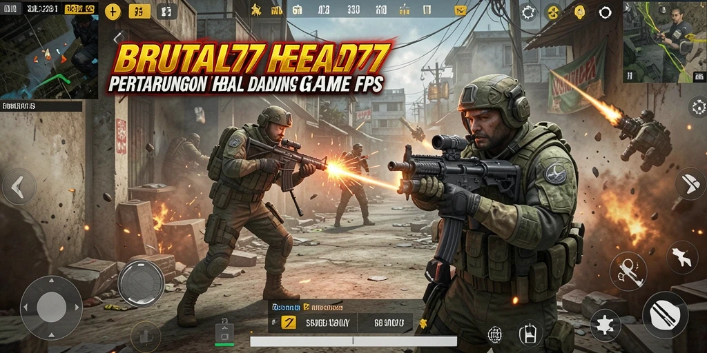 Gameplay intens dalam BRUTAL77 saat menghadapi lawan.