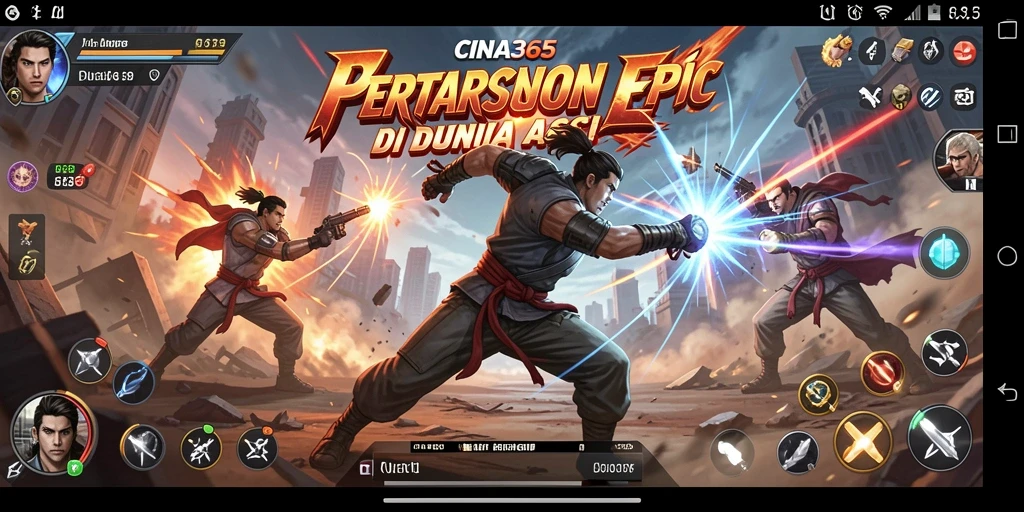 Tangkapan layar gameplay CINA365 dengan pertarungan mendebarkan.