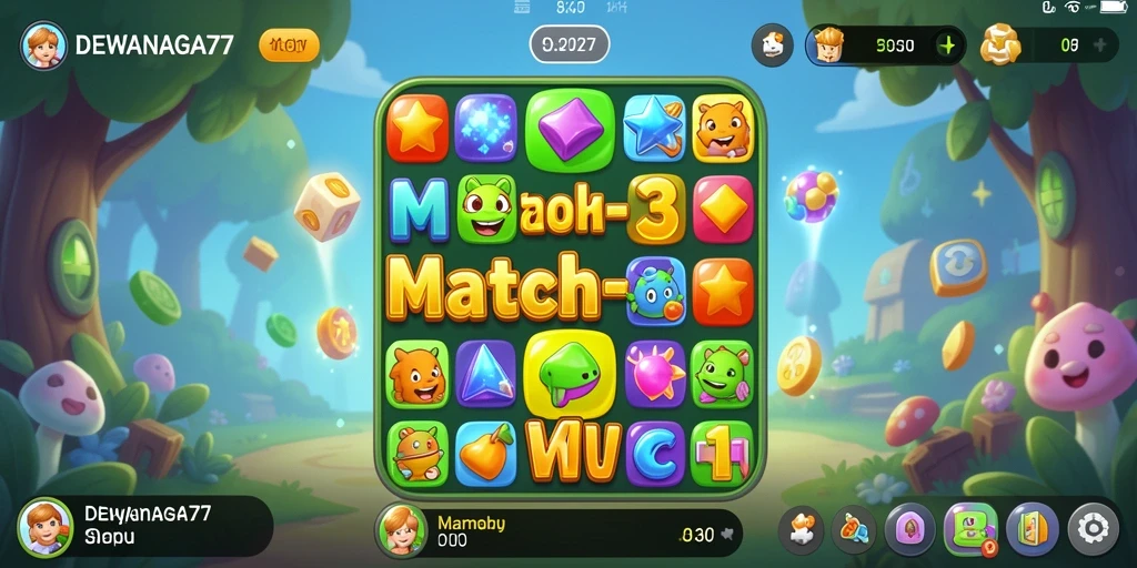 Screenshot gameplay DEWANAGA77 menampilkan kombinasi permata yang memikat.