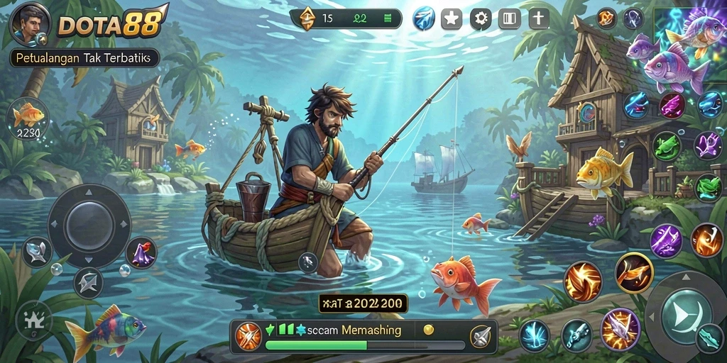 Tampilan gameplay DOTA88 dengan aksi memancing yang seru.