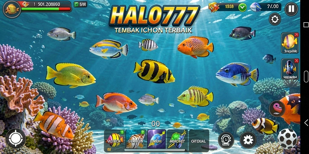 Tampilan gameplay HALO777 yang menarik saat menembak ikan.