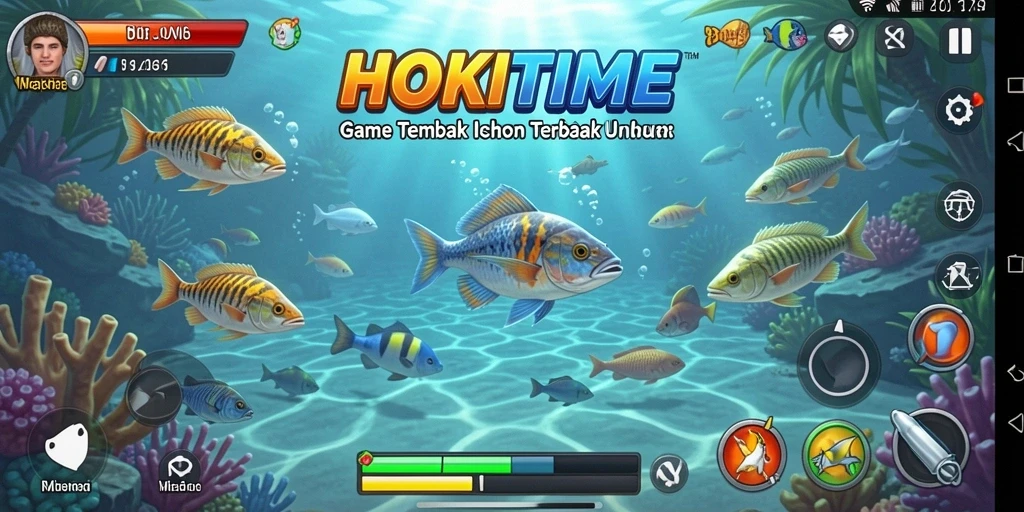 Screenshot gameplay HOKITIME menampilkan aksi menembak ikan yang seru.