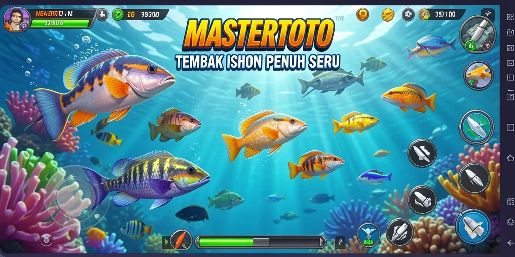 Screenshot gameplay MASTERTOTO menampilkan suasana seru menangkap ikan.