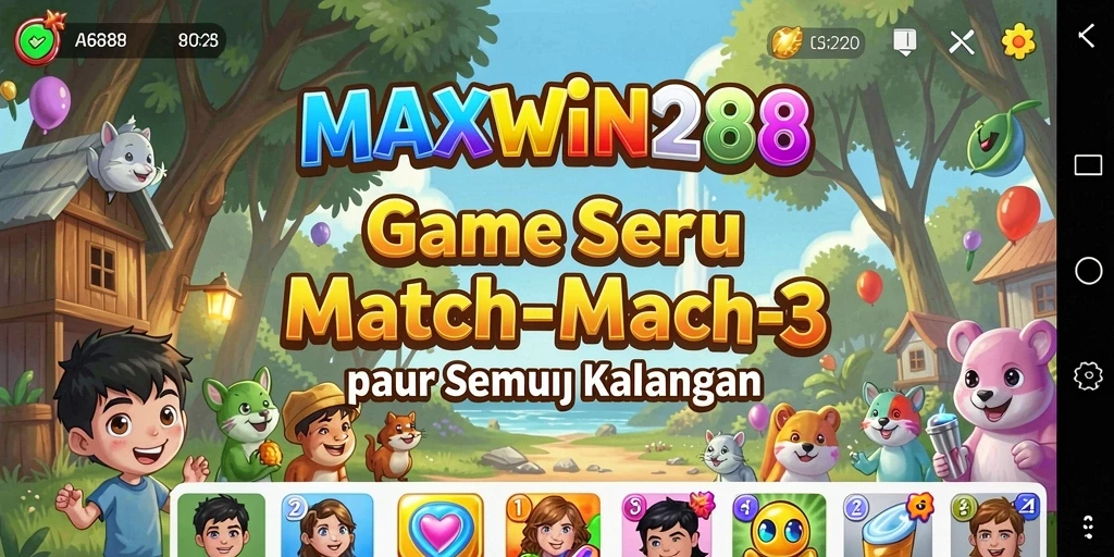 Screenshot gameplay <strong>MAXWIN288</strong> menampilkan aksi seru dan kombinasi warna-warni.