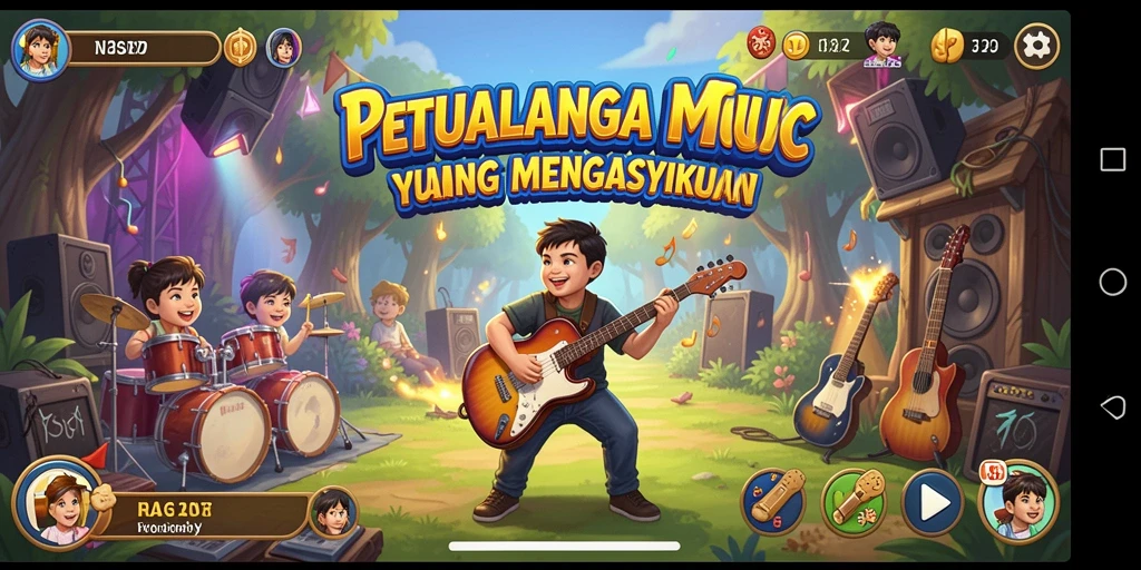 Tampilan gameplay N32 yang menampilkan interaksi musik yang seru.
