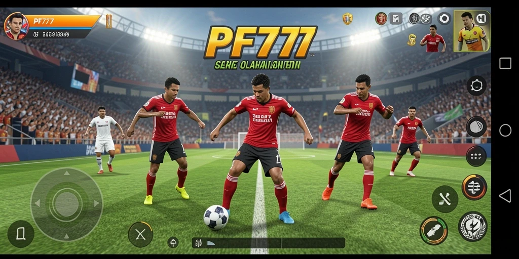 Screenshot utama PF777 menunjukkan intensitas pertandingan olahraga.