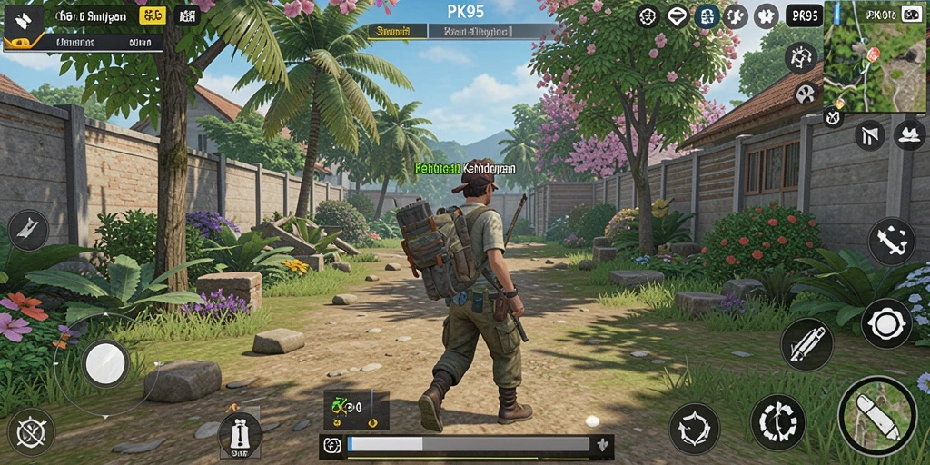 Tangkapan layar utama PK95 menunjukkan gameplay simulasi yang dinamis.