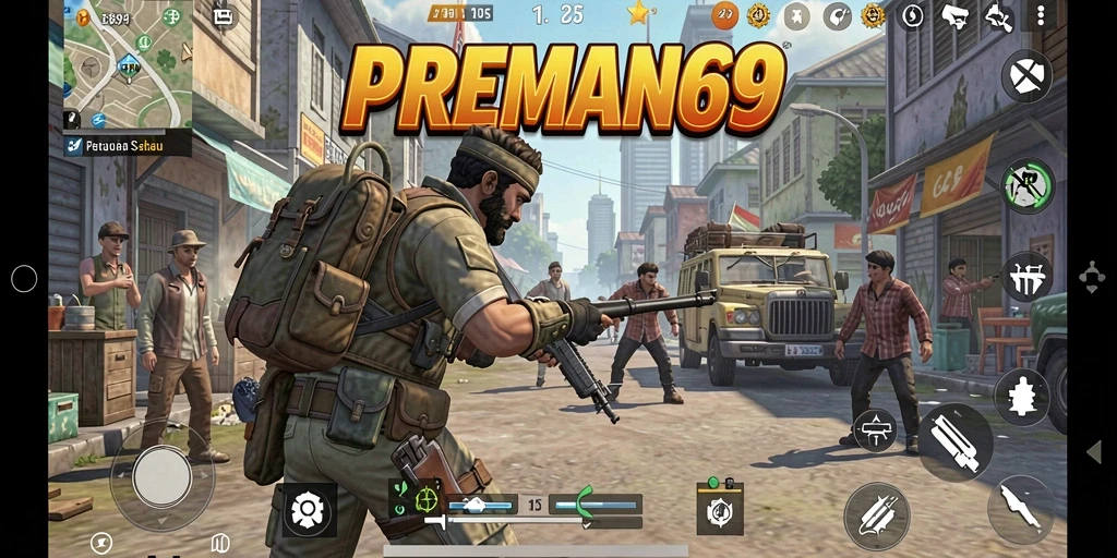 Screenshot gameplay PREMAN69 menampilkan suasana petualangan Open World yang mendebarkan.