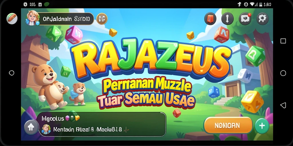 Screenshot utama RAJAZEUS menunjukkan gameplay Puzzle yang menarik.