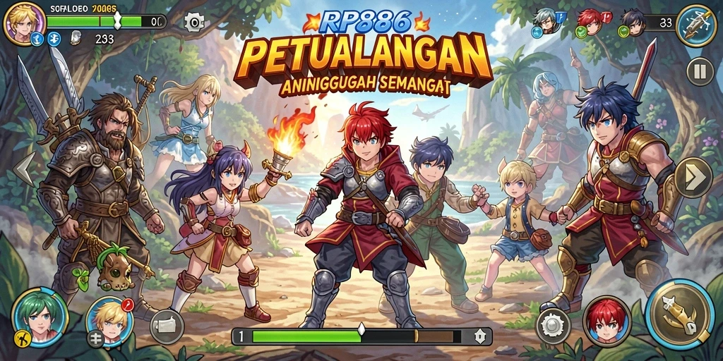 Screenshot gameplay RP886 menunjukkan pertarungan karakter yang dinamis dan visual yang menarik.