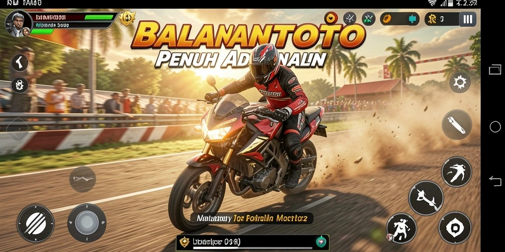 Tampilan gameplay balapan motor yang mendebarkan di RUMPITOTO.